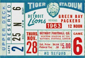 1963_National Football League_Green Bay Packers vs. Detroit Lions_Tiger Stadium_Row One Brand Ticket